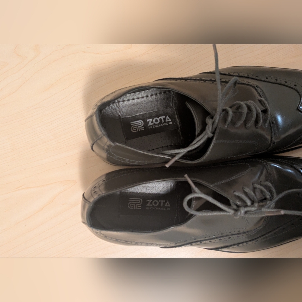 Zota Classic Grey Men's Leather Dress Shoes - Picture 7 of 9